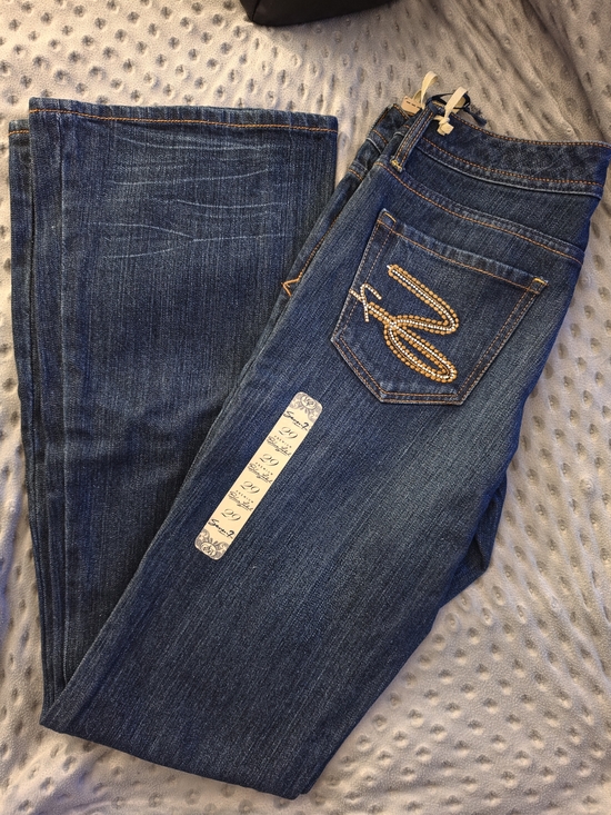 Seventy Denim - Seven Dark Blue Bootcut Jeans with Embellished Back Pocket